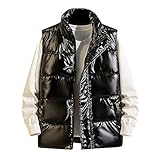Glänzende Daunenweste für Herren, Stehkragen, Daunenjacke für Herren, ärmellos, Winter, warm,...