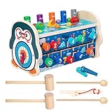 Fukamou Baby Holzspielzeug Montessori Spielzeug | 7 In 1 Holz Lernspielzeug Hammerspiel & Angelspiel...