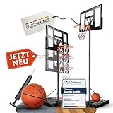 VALENESS® Basketballkorb Outdoor - [135 bis 305 cm] Höhenverstellbarer und Wetterfester Ständer -...