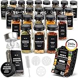 EDELHAUS® Gewürzgläser Eckig Schwarze Deckel 120ml (24 Stk) Gewürzdosen mit 240...