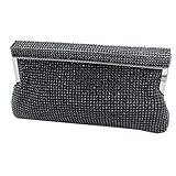 MICHELLE MOON Damentasche Clutch Abendtasche Clutch Linie mit Strass v050 schwarz, Schwarz , Unica