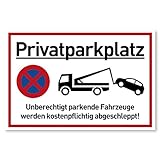 XXL Privatparkplatz Schild Parken Verboten (44x32 cm Groß Kunststoff) - Fahrzeuge Werden...