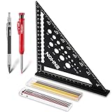 Zimmermannswinkel, Multifunktional Zimmererwinkel 18 cm Metrisch [Tieflochmarker + Bleistiftminen]...