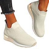 Dasongff Damen Schuhe Slip On Sneakers Freizeit Atmungsaktive Fitness Turnschuhe Plattform Air...