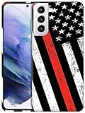 SM Cases Samsung Galaxy S21 5G Hülle - Thin Red Line Fire Fighter Flag Design 3D Printed Design...