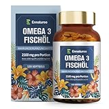 Omega 3 Kapseln Hochdosiert 2100mg Fischöl mit 1000mg EPA & 600mg DHA pro Portion...