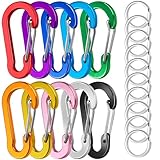 Caianwin 10 Stück Bunt Karabinerhaken Klein 5cm, Aluminium Karabiner mit Schlüsselringe Outdoor...