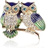 chenxiaonanStrass Eule Brosche Pin Vintage Double Owl Emaille Brosche Cute Animal Lapel Pins Schmuck...