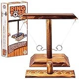 Ring Toss® Game | Geschicklichkeitsspiel aus Holz | Premium Qualität | Hängende Ringwurfmaschine...