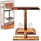 Ring Toss® Game | Geschicklichkeitsspiel aus Holz | Premium Qualität | Hängende Ringwurfmaschine...