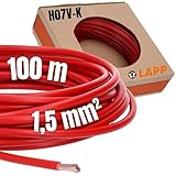 100 Meter Lapp 4520041 H07V-K 1,5 mm² rot I Verdrahtungsleitung I Aderleitung flexibel I PVC...