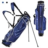 COSTWAY Golfbag, Golf Stand Bag mit Standfüßen, Regenhaube & 4-facher Unterteilung, tragbare...