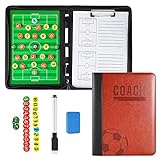 MKNZOME Professional Tragbar Taktikboards, Magnet Fußball Coach-Board Taktikmappe Coach-Mappe mit...