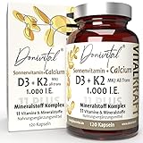 Donivital® Vitamin D3 1000 I.E. + K2 11PLUS + Calcium. 11 hochdosierte Vitalstoffe mit den...
