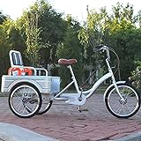 AGrAdi 20-Zoll-Dreirad für Erwachsene, Single-Speed-Fahrrad mit Einkaufskorb und Rücksitz,...