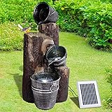 Solar Gartenbrunnen Brunnen Solarbrunnen Zierbrunnen Wasserfall Gartenleuchte Teichpumpe für...