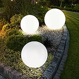 etc-shop 3er Set LED Außen Solar Kugel Leuchten Garten Beleuchtung Rasen Blumenbeet Steck Lampen...