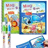 Canollo 2 Stück Wassermalbuch mit 2 Stück Wasserstifte für Kinder, Wiederverwendbar Aqua Doodle...