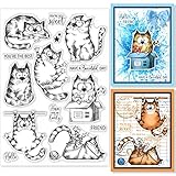 GLOBLELAND Katzen im Anime-Stil Klare Stempel für DIY Scrapbooking Dekor Segen Text Tiere...