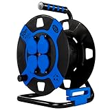 REV Kabeltrommel OHNE KABEL, IP44, Outdoor, 4 Schutzkontaktsteckdosen, kabellos, blau