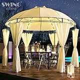 Swing & Harmonie Luxus Pavillon mit LED Beleuchtung - Hochwertiges Gartenzelt - Robustes Partyzelt -...