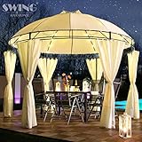 Swing & Harmonie Luxus Pavillon mit LED Beleuchtung - Hochwertiges Gartenzelt - Robustes Partyzelt -...