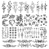 Leesgel Temporäre Tattoos Frauen, 40 Blätter Fake Tattoos Klebetattoos Erwachsene Tatoos Aufkleben...