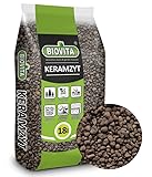 BIOVITA Blähton 18L - Tongranulat zur Drainage - Körnung 4-8 mm - Keramsit - Hydrokultursubstrat -...
