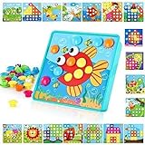 TINOTEEN Mosaik Steckspiel für Kinder Lernspielzeug Steckmosaik mit 18 Bunten Steckplätte und 50...