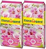 Floragard Orchideenerde 2x5L - für Phalaenopsis und andere Orchideenarten - mit Premium-Dünger und...