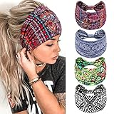 Stirnband Damen Breite Elastische Weiche Boho Haarbänder Leopard Print Haarschmuck Yoga Sport...