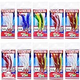 WOW! Angel-Feder-Rig, Rockfish Rigged Rock Cod Lures Jigging Rig mit 5/0 zwei Haken aus Karbonstahl,...