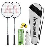 Badminton Schläger Set of 2 Profi Leichtgewicht Badminton Racket Federball mit 3 Badminton bälle,...