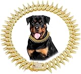 Goldfarbenes Hundehalsband, coole Halskette mit Stacheln, glitzernde Diamanten, kubanische...
