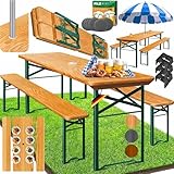 KESSER® Bierzeltgarnitur 3 teilig Gartenmöbel-Set | Klappbar 170 x 46 x 75cm | 2X Bierbänke 1x...