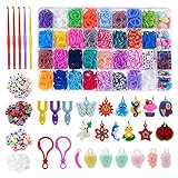 LauCentral Loom Bänder Set für Kinder, DIY Gummibänder Set für Armband, 2300+ Gummibänder,...