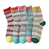 MKIUHNJ Wollsocken Damen Winter Verdickte Und Warme Frauen Kaninchen Wolle Socken Welle Gestreiften...