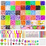 4500+ Loom Bänder Set, 54 Rastern Loom Bänder Zubehör Bunte Gummiband für Armbänder, Loops...