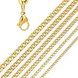 DonDon® Herren Halskette Panzerkette Edelstahl goldfarben Länge 56 cm - Breite 0,8 cm