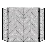 COSTWAY Funkenschutzgitter, 3-teilige Faltbare Kamingitter, Kamin Funkenschutz, Kaminzaun mit...