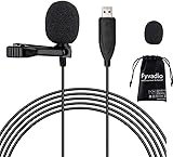 Fyvadio USB Mikrofon Lavalier, 6.6ft Mikrofon PC Omnidirektionaler Kondensator Lavalier Clip on Mic...