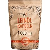 Leinöl Kapseln - 250 hochdosierte Kapseln - 1000mg pro Kapsel - Hochdosiert - Mit Vitamin E -...