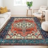 WONGS BEDDING Boho Teppich Wohnzimmer Schlafzimmer Kurzflor Teppiche Waschbar Weich rutschfest...