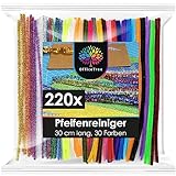 OfficeTree 220 Pfeifenputzer Bunt zum Basteln - 30 Farben inklusive Glitzerdraht - Chenilledraht...