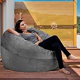 fluffsac Sitzsack XXL 90cm für Erwachsene und Kinder - mit Memory Schaumstoff Füllung - Premium...