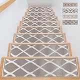 CASRIC® Treppenstufen Matten - Stufenmatten innen 15er Set 71x21 cm groß weich Treppenteppich mit...
