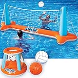 JOYIN Aufblasbare Pool Float Set, Volleyballnetz & Basketballkörbe & Bälle für Kinder und...