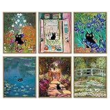 A ART·ZONE Katze Poster 8x10 Zoll Leinwanddrucke ungerahmt Satz von 6 Lustige Poster Van Gogh...