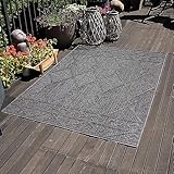 Carpettex Outdoor Teppich Wetterfest 140 x 200 cm Sisaloptik Grau - Ideal für Balkon, Garten,...