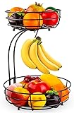 2 Stöckig Obstkorb mit Bananenhalter, Stehend Täglicher Küche moderne Obstschale, praktischer...